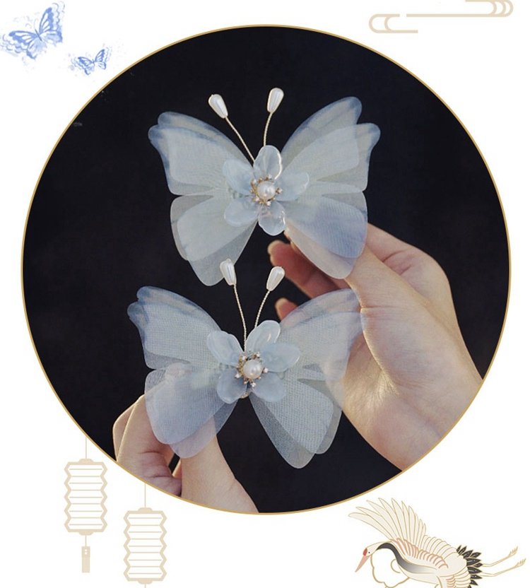 Immortal Style Butterfly Hair Clips Silk Yarn Hair Clip