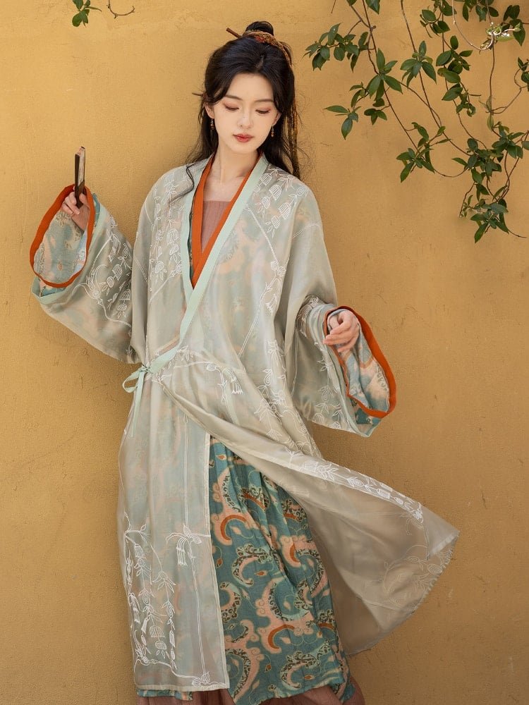 Jin Style Hanfu Straight Collar Gauze Robe