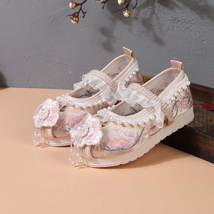 Kids Embroider Shoes Chinese Hanfu Shoes Girls