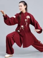 Kung Fu Clothing Women Elegant Lotus Embroidered Tai Chi Suit