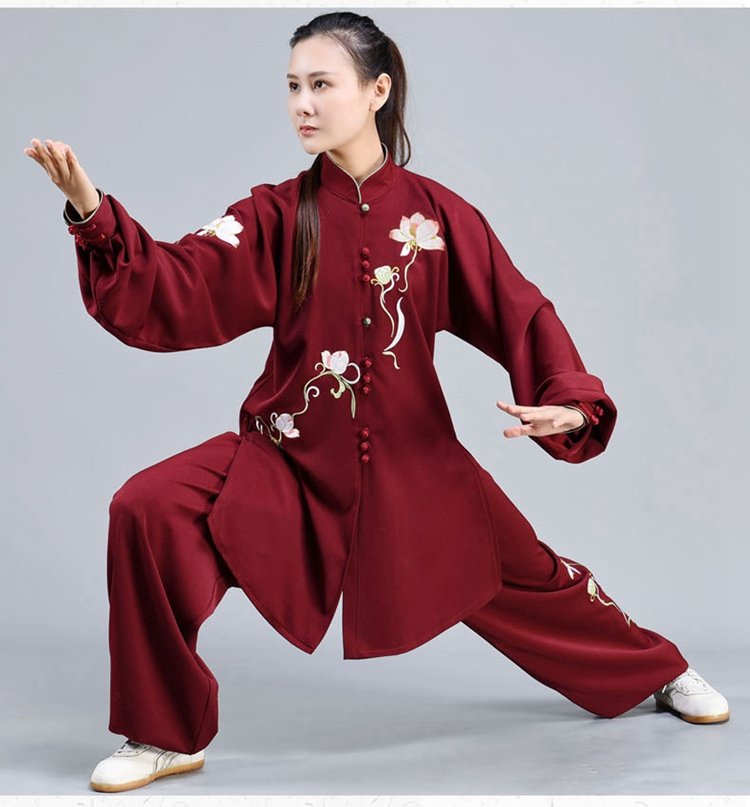 Kung Fu Clothing Women Elegant Lotus Embroidered Tai Chi Suit