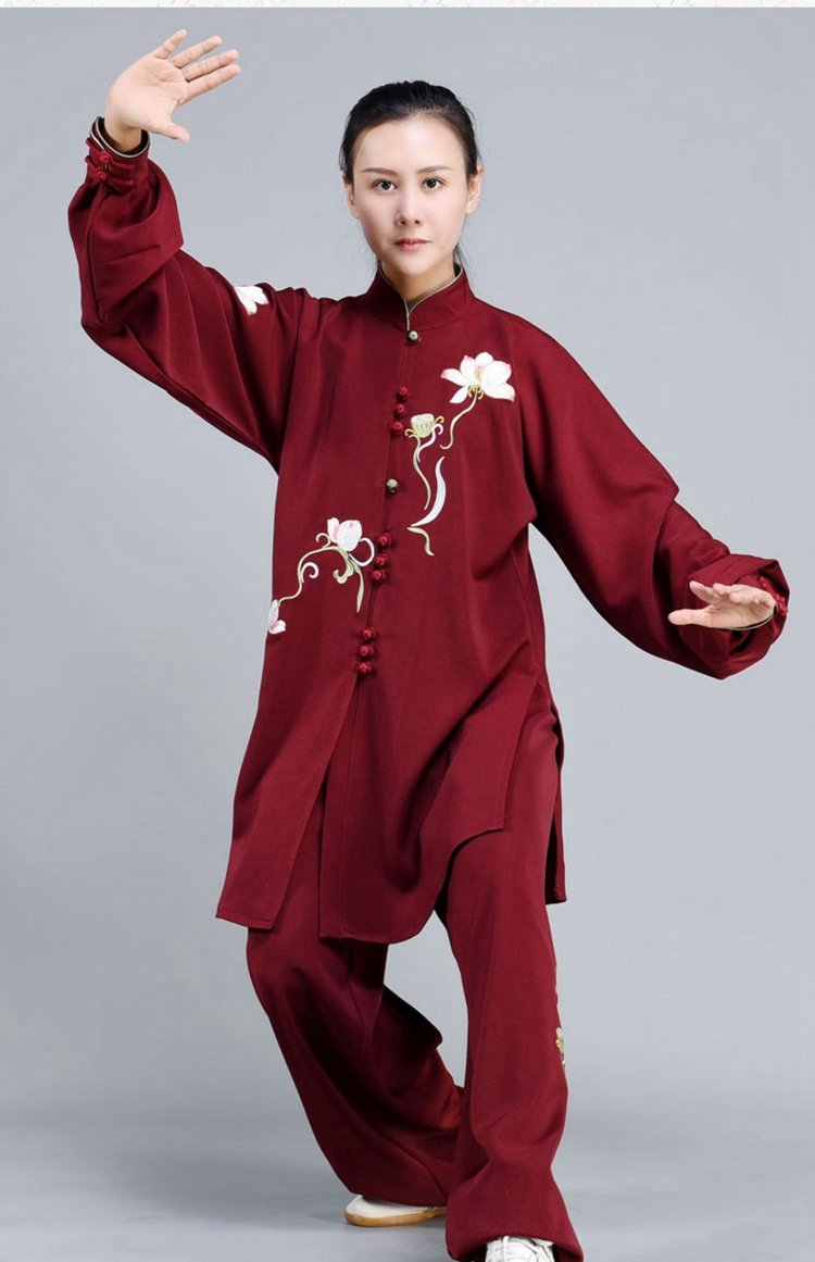 Kung Fu Clothing Women Elegant Lotus Embroidered Tai Chi Suit