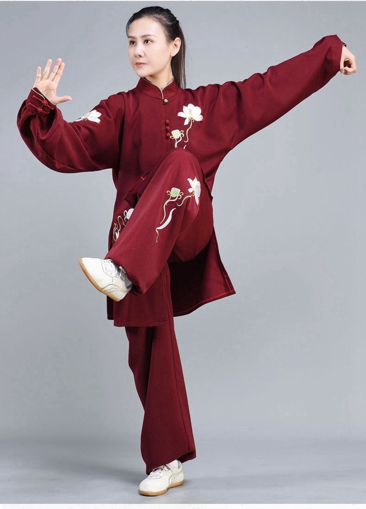 Kung Fu Clothing Women Elegant Lotus Embroidered Tai Chi Suit