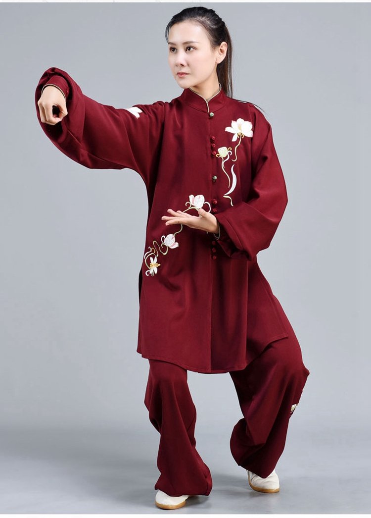 Kung Fu Clothing Women Elegant Lotus Embroidered Tai Chi Suit