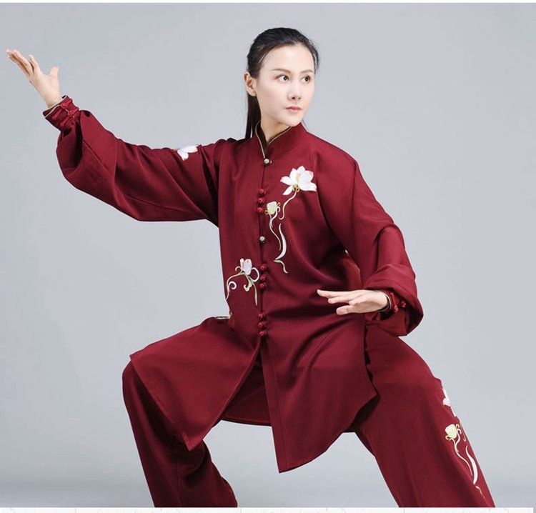 Kung Fu Clothing Women Elegant Lotus Embroidered Tai Chi Suit