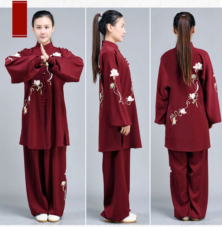 Kung Fu Clothing Women Elegant Lotus Embroidered Tai Chi Suit