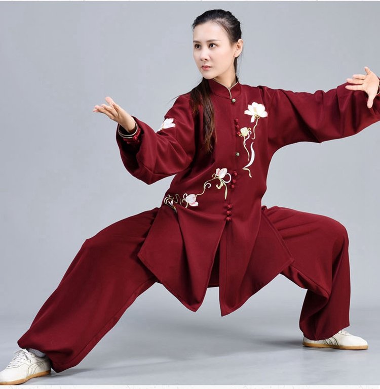 Kung Fu Clothing Women Elegant Lotus Embroidered Tai Chi Suit
