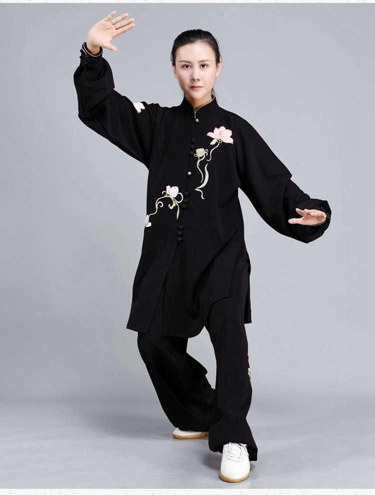 Kung Fu Clothing Women Elegant Lotus Embroidered Tai Chi Suit