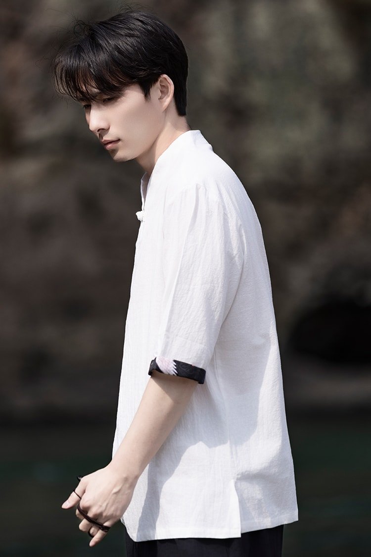 Linen Men Shirts Chinese Style Tang Suit Top