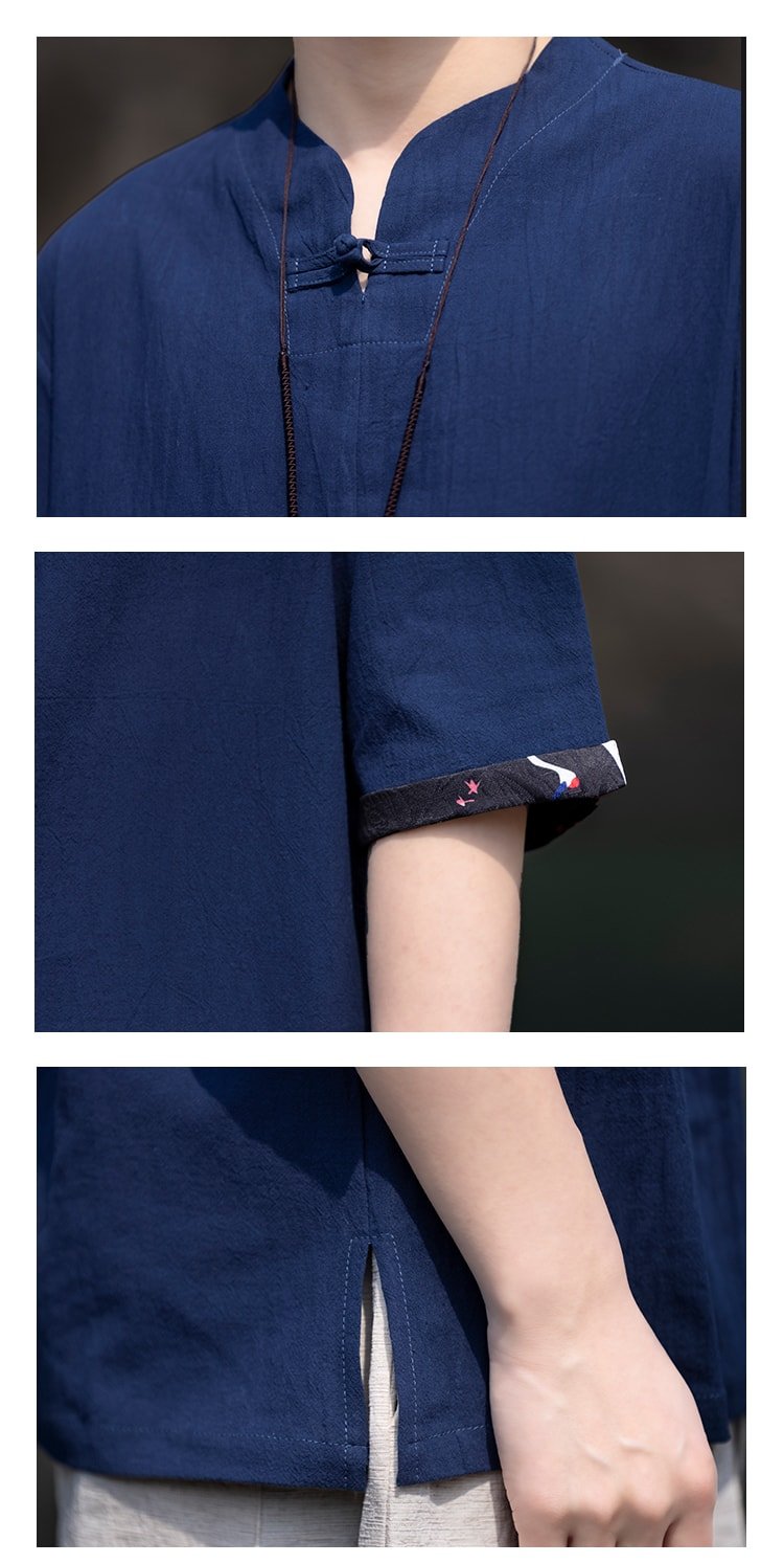 Linen Men Shirts Chinese Style Tang Suit Top