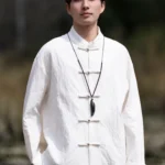 Linen Shirt Mens Jacquard Tang Shirt