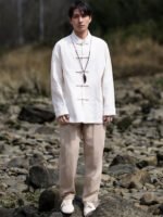 Linen Shirt Mens Jacquard Tang Shirt - Image 2