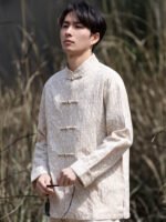 Linen Shirt Mens Jacquard Tang Shirt - Image 3
