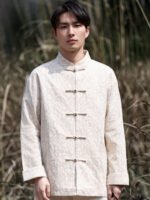 Linen Shirt Mens Jacquard Tang Shirt - Image 4