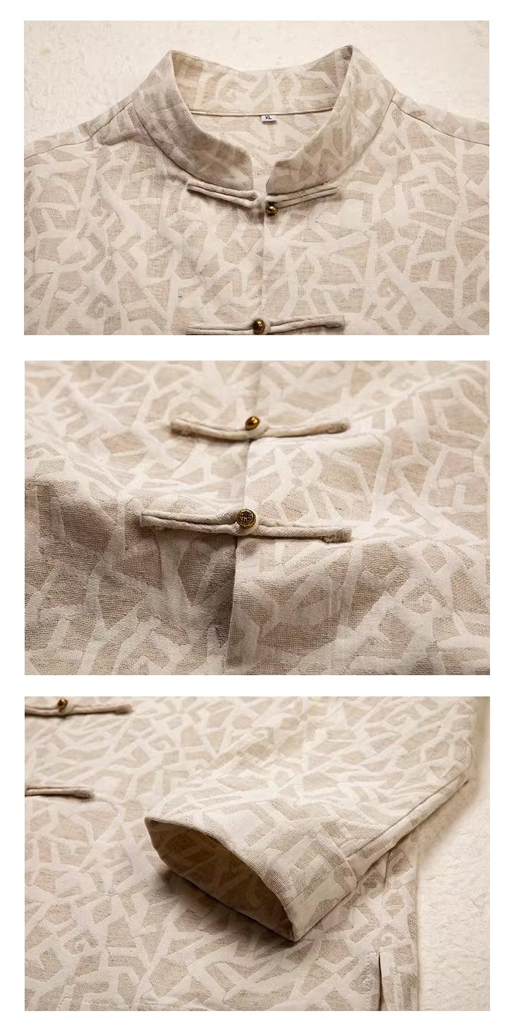 Linen Shirt Mens Jacquard Tang Shirt