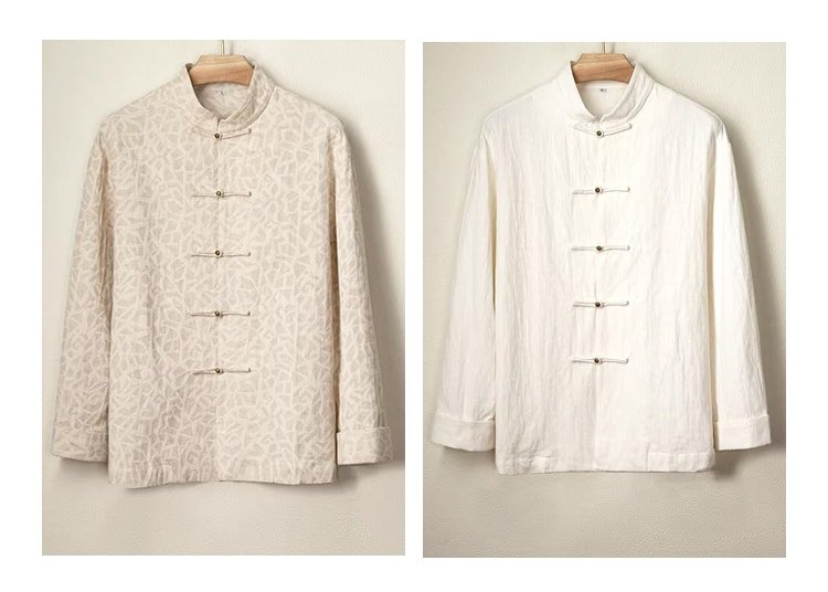 Linen Shirt Mens Jacquard Tang Shirt