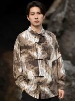 Long Sleeve Linen Shirt Chinese Tang Suit Jacket - Image 3