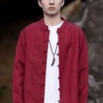 Long Sleeve Linen Shirts Retro Tang Suit Top