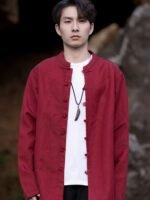 Long Sleeve Linen Shirts Retro Tang Suit Top