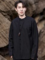 Long Sleeve Linen Shirts Retro Tang Suit Top - Image 2