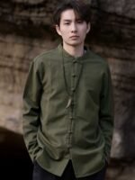 Long Sleeve Linen Shirts Retro Tang Suit Top - Image 3