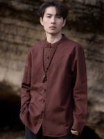 Long Sleeve Linen Shirts Retro Tang Suit Top - Image 4