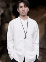Long Sleeve Linen Shirts Retro Tang Suit Top - Image 5