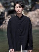 Chinese Long Sleeve Mens Linen Shirts Tang Suit - Image 2