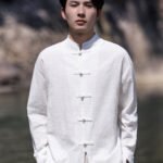 Chinese Long Sleeve Mens Linen Shirts Tang Suit
