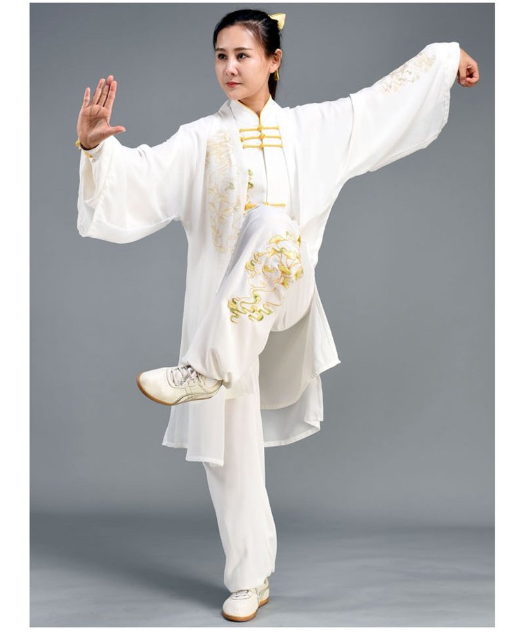 Long Style Tai Chi Costume Embroidered Performance Clothing