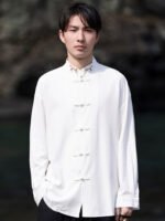 Men Linen Shirt Chinese Style Tang Suit Top - Image 3