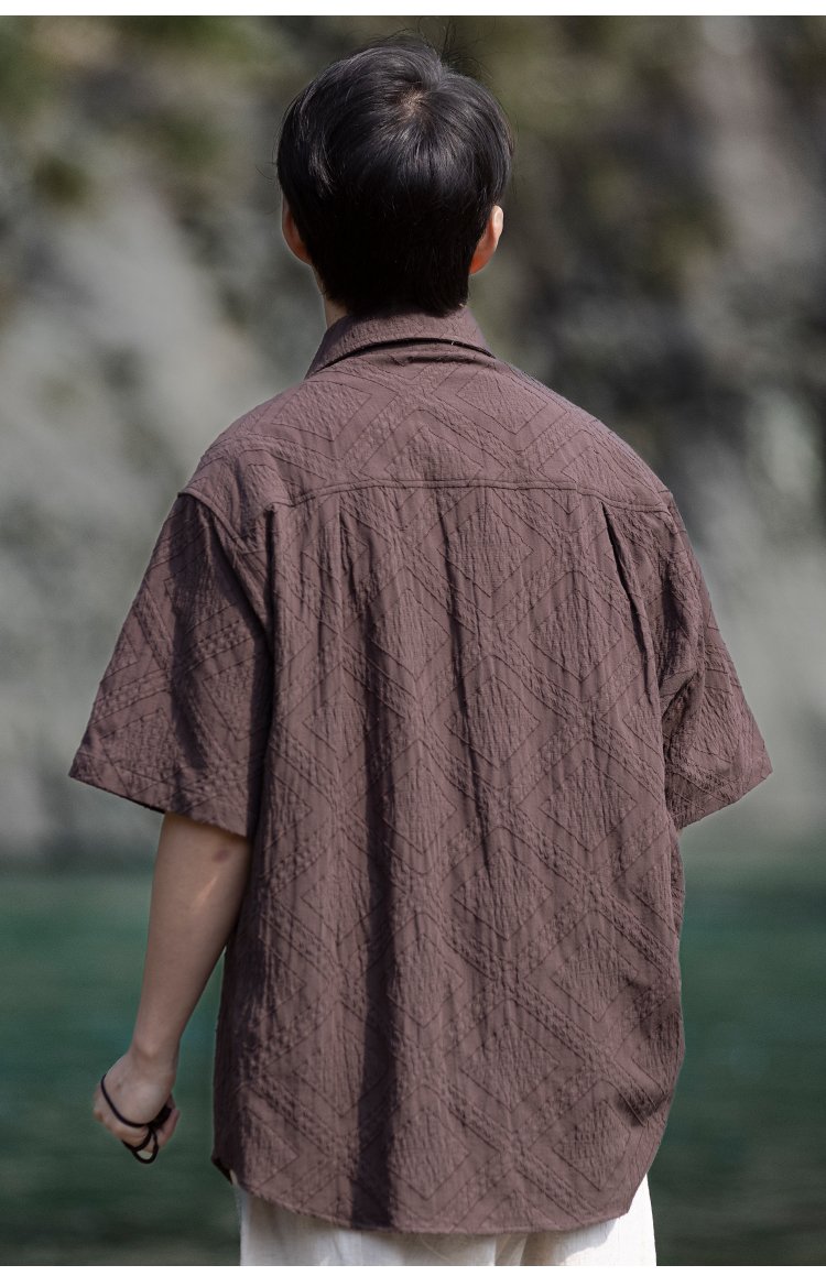 Men Linen Shirts Vintage Style Short Sleeve Top
