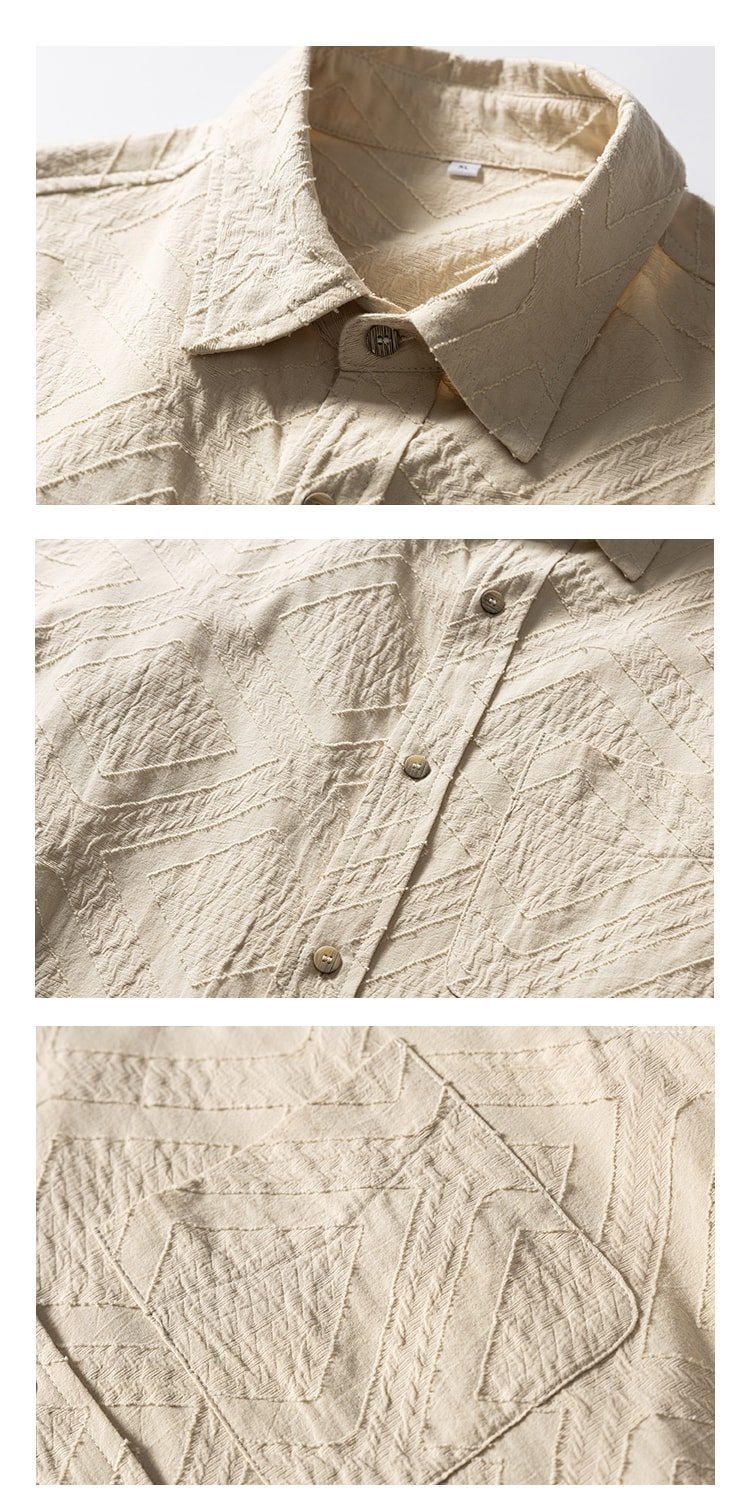 Men Linen Shirts Vintage Style Short Sleeve Top