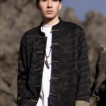 Mens Black Jacket Loose Tang Style Coat