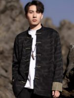 Mens Black Jacket Loose Tang Style Coat