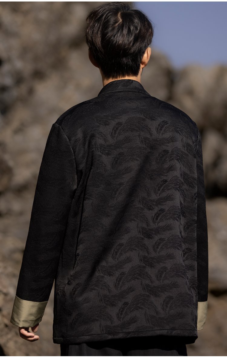 Mens Black Jacket Loose Tang Style Coat