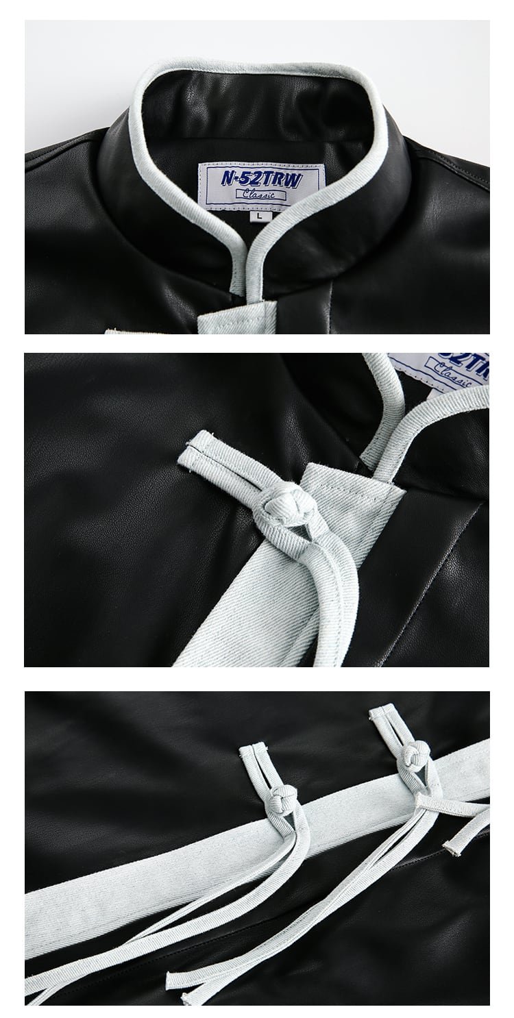 Mens Black Leather Jacket Loose Top Coat