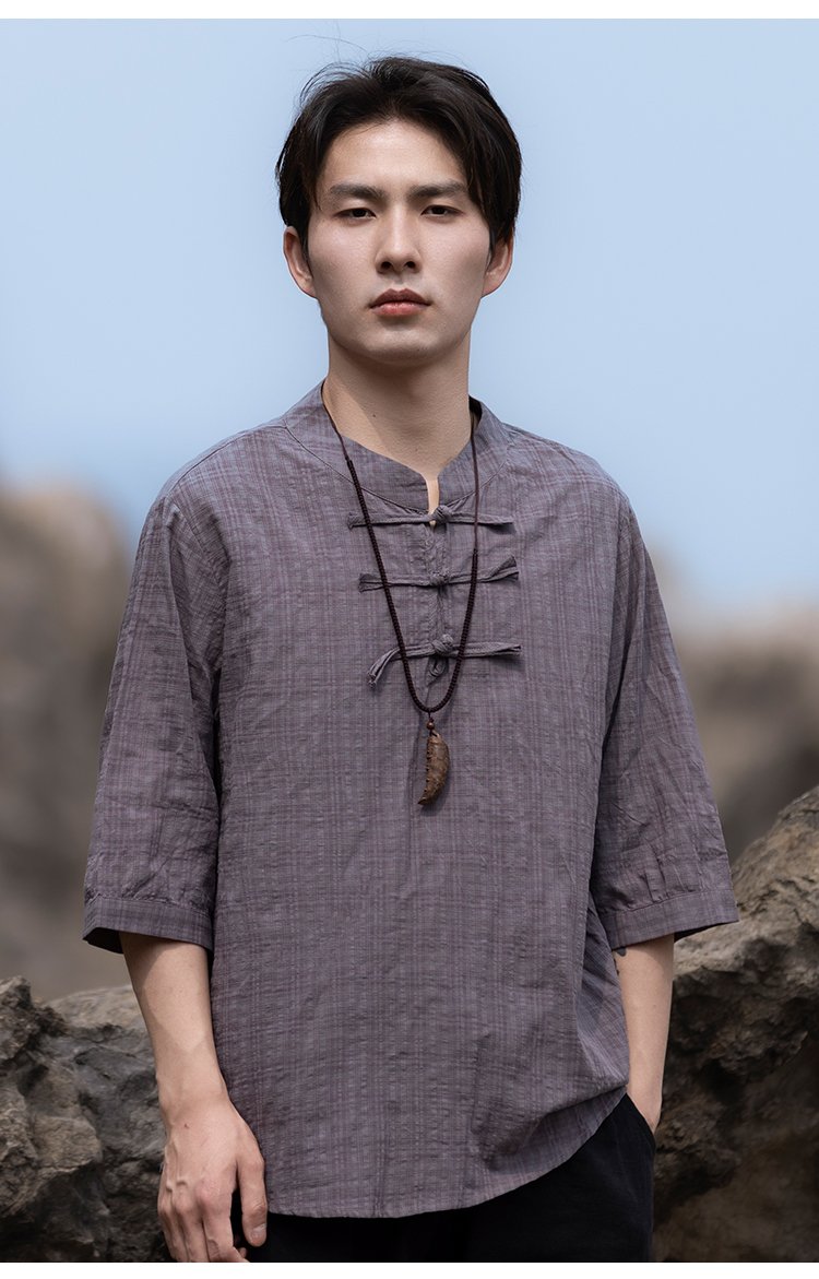 Mens Casual Shirts Loose Casual Tang Shirt