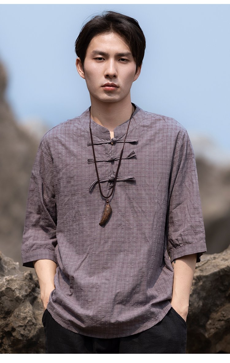 Mens Casual Shirts Loose Casual Tang Shirt