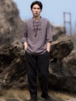 Mens Casual Shirts Loose Casual Tang Shirt - Image 2
