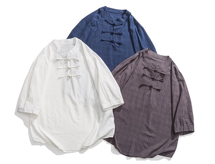 Mens Casual Shirts Loose Casual Tang Shirt