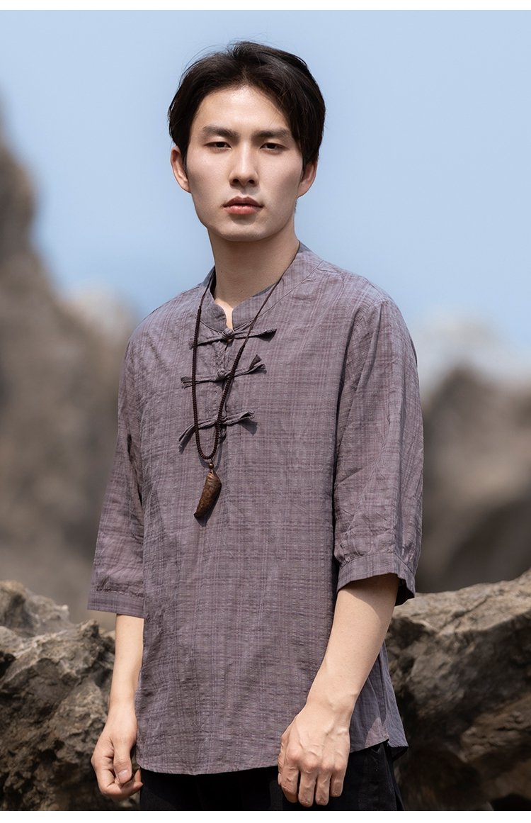 Mens Casual Shirts Loose Casual Tang Shirt