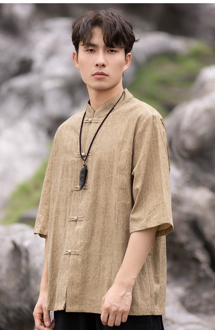 Chinese Mens Shirt Zhongshan Suit Tang Suit Top
