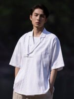 Mens Linen Shirt Chinese Short Sleeve Tang Suit - Image 4