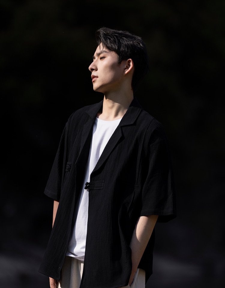 Mens Linen Shirt Chinese Short Sleeve Tang Suit