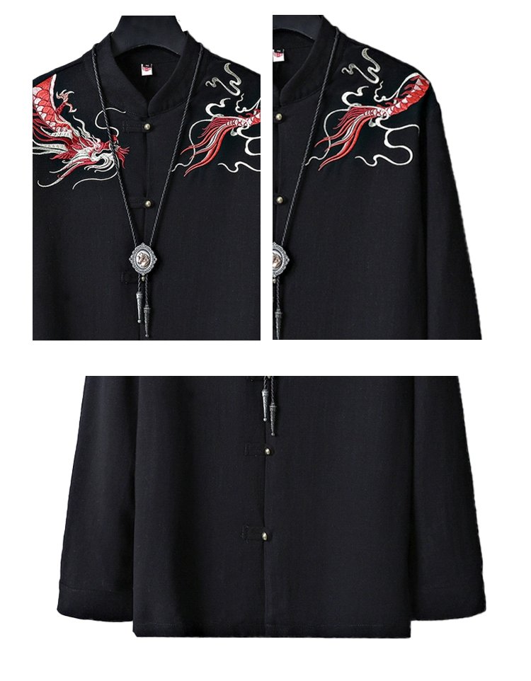 Mens Long Sleeve Linen Shirts Chinese Style Jacket