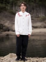 Mens Long Sleeve Linen Shirts Chinese Style Jacket - Image 2