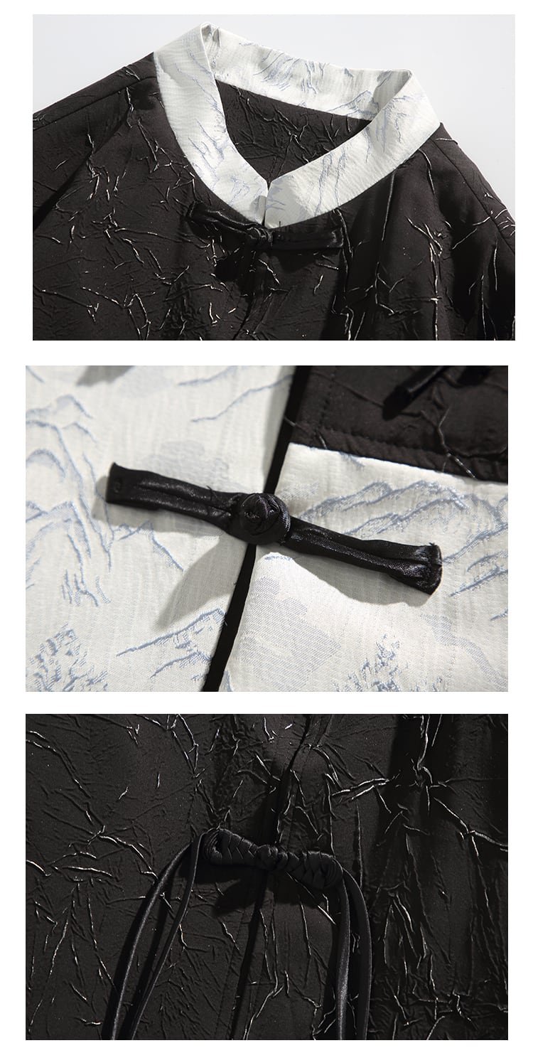 Mens Long Sleeve Shirts Loose Tang Suit Jacket