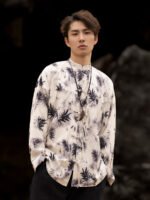 Mens Shirts Casual Long Sleeved Tang Suit Shirt - Image 4