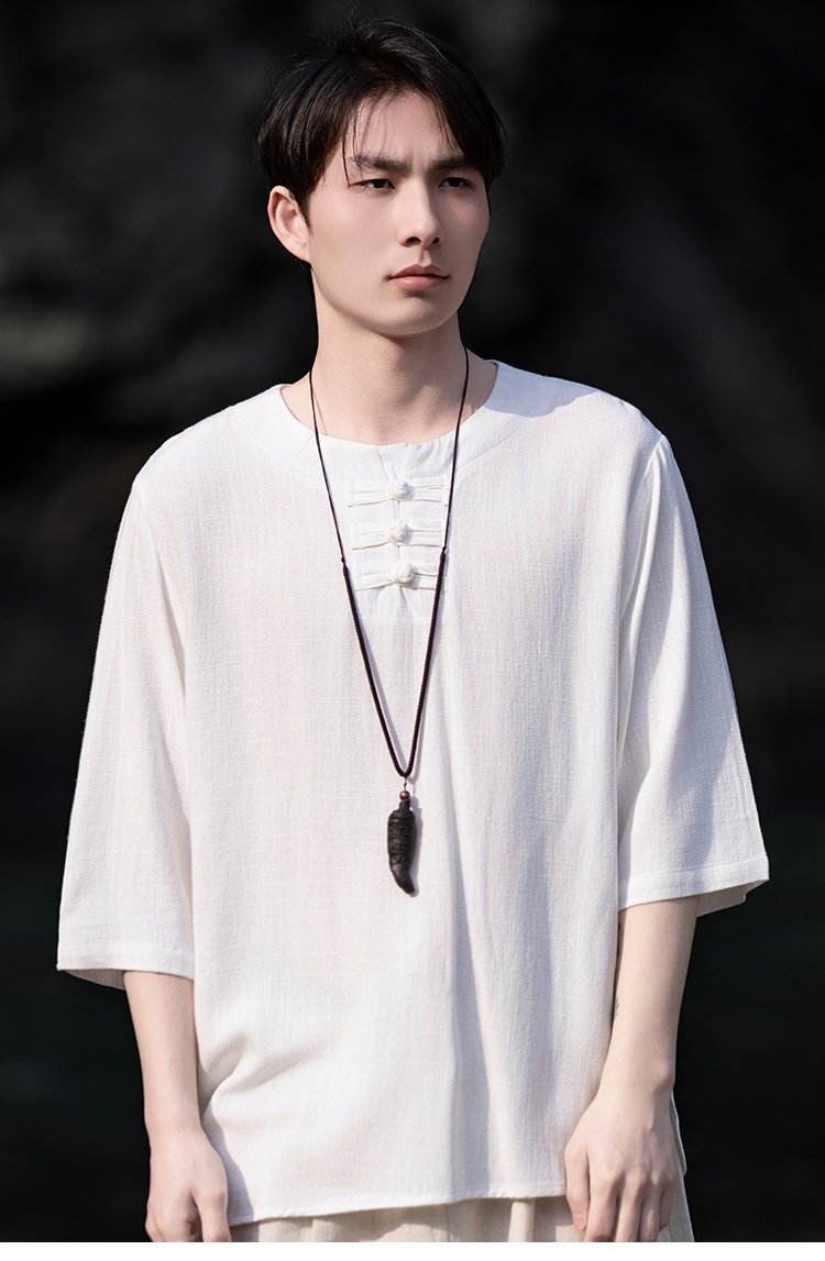 Mens Short Sleeve Linen Shirts Summer Top